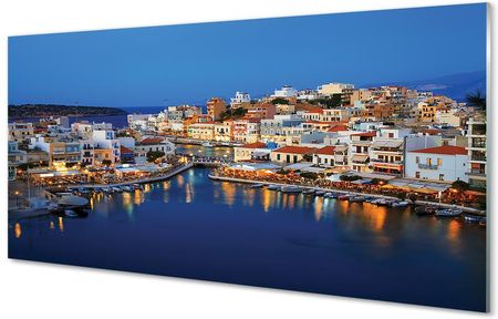 Tulup Obrazy Akrylowe Grecja Wybrzeże Miasto Noc 125X50Cm