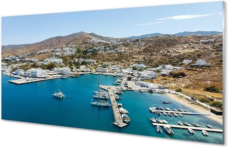 Tulup Obrazy Na Szkle Grecja Wybrzeże Góry Miasto 100X50Cm