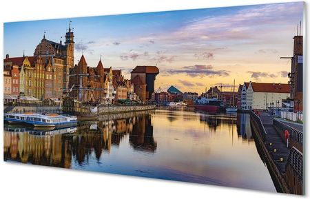 Tulup Obrazy Na Szkle Gdańsk Port Rzeka Wschód Słońca 100X50Cm