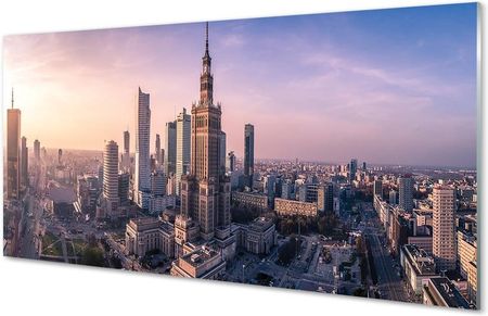 Tulup Obrazy Na Szkle Warszawa Wschód Słońca Wieżowce Panorama 100X50Cm