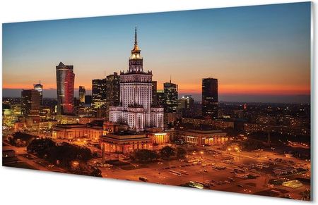 Tulup Obrazy Na Szkle Warszawa Wieżowce Noc Panorama 100X50Cm