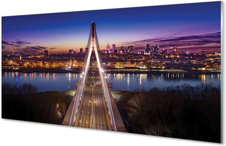 Tulup Obrazy Na Szkle Warszawa Most Rzeka Panorama 120X60Cm