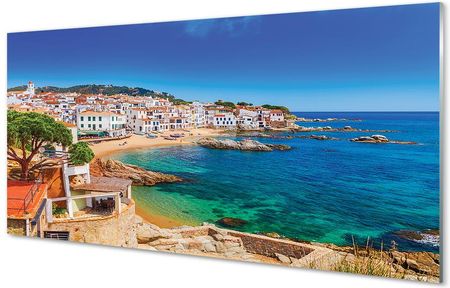 Tulup Panel Szklany Hiszpania Plaża Miasto Wybrzeże 125X50Cm