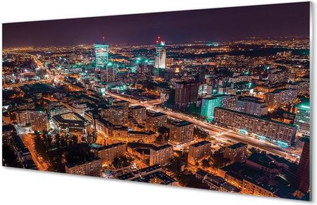 Tulup Obrazy Na Szkle Warszawa Miasto Noc Panorama 120X60Cm