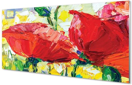 Tulup Szklany Panel Czerwone Kwiaty 140X70Cm