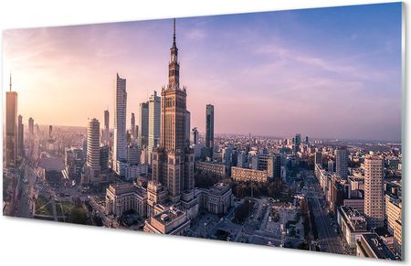Tulup Panel Szklany Warszawa Wschód Słońca Wieżowce Panorama 100X50Cm