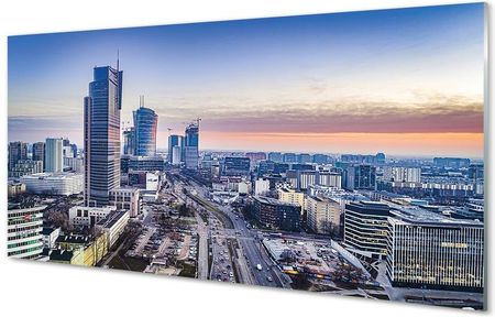 Tulup Obrazy Na Szkle Warszawa Panorama Wieżowce Wschód Słońca 100X50Cm