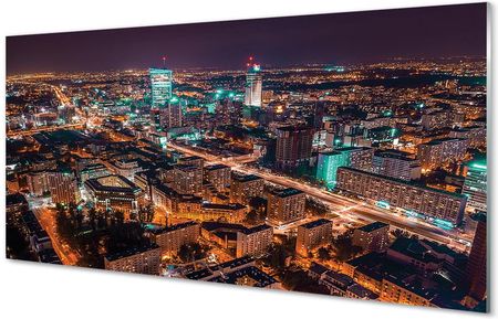 Tulup Panel Szklany Warszawa Miasto Noc Panorama 100X50Cm