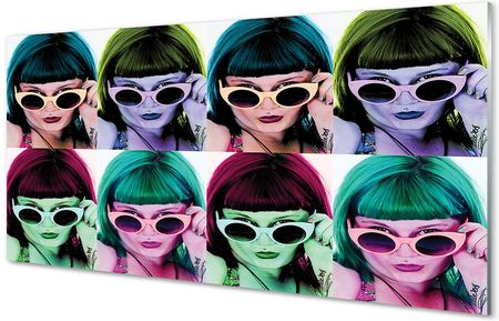 Tulup Szklany Panel Kobieta Kolorowe Włosy Okulary 140X70Cm