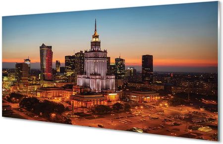 Tulup Obrazy Akrylowe Warszawa Wieżowce Noc Panorama 120X60Cm