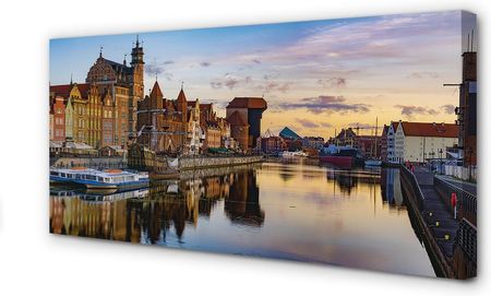 Tulup Obrazy Na Płótnie Gdańsk Port Rzeka Wschód Słońca 100X50Cm