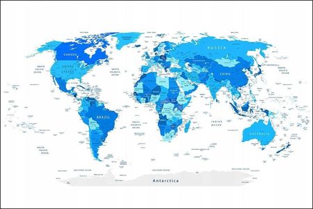 Muralo Fototapeta Ścienna Niebieska Mapa Świata 60X90