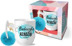 Cf Zestaw Na Dzień Kobiet Kubek Z Tekstem Babeczki Rządzą + Niebieski Pompon