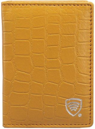 Mały skórzany portfel RFID KUK-77TCRYLW (Żółty, Croco)