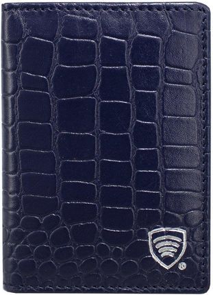 Mały skórzany portfel RFID KUK-77TCRNBLUEL (Granatowy, Croco)