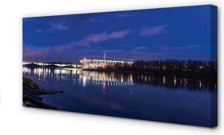 Tulup Obrazy Na Płótnie Warszawa Rzeka Most Noc Stadion 100X50Cm