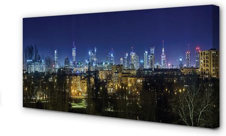 Tulup Obrazy Na Płótnie Warszawa Noc Panorama 120X60Cm