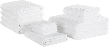 Beliani Komplet 11 ręczników łazienkowych dla gości bawełna low twist biały Atai