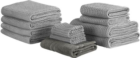 Beliani Komplet 11 ręczników łazienkowych dla gości bawełna zero twist szary Atai