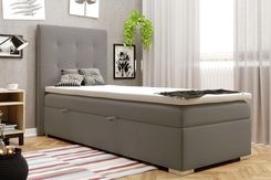 Laverto Łóżko Kontynentalne Jagula 90X200 Jasno Szare Velvet Z Pojemnikiem