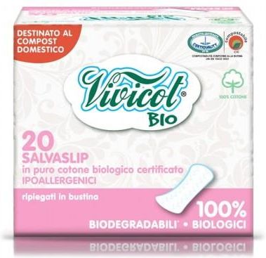 Vivicot Bio Wkładki Higieniczne Składane Z Organicznej Bawełny Niebielone Chlorem 20Szt.