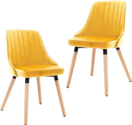 vidaXL Krzesła Stołowe 2 Szt Żółte Aksamitne 1828502