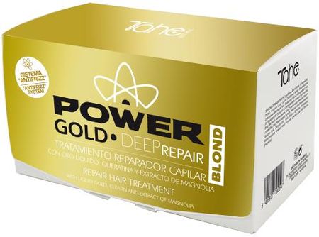 Tahe Power Gold Deep Repair Blond Ampułki Eliminujące Puszenie Włosów Blond z Keratyną i Arganem 10ml