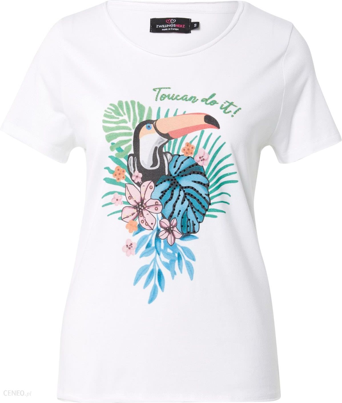 Zwillingsherz Koszulka 'Toucan do it' biały / mieszane kolory - Ceny i  opinie