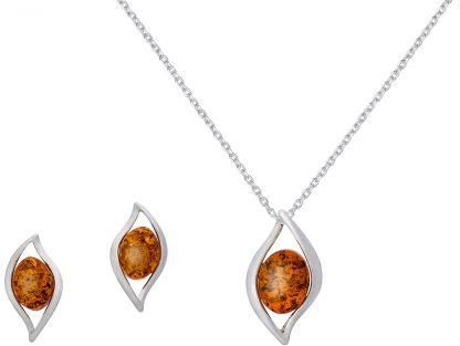AMBEDORA SREBRNY KOMPLET ''AMBER FLAMES