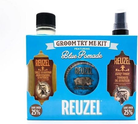 Reuzel Groom Try Me Kit Blue Pomade Zestaw Pomada Szampon i Tonik w Sprayu 35g, 2x100ml