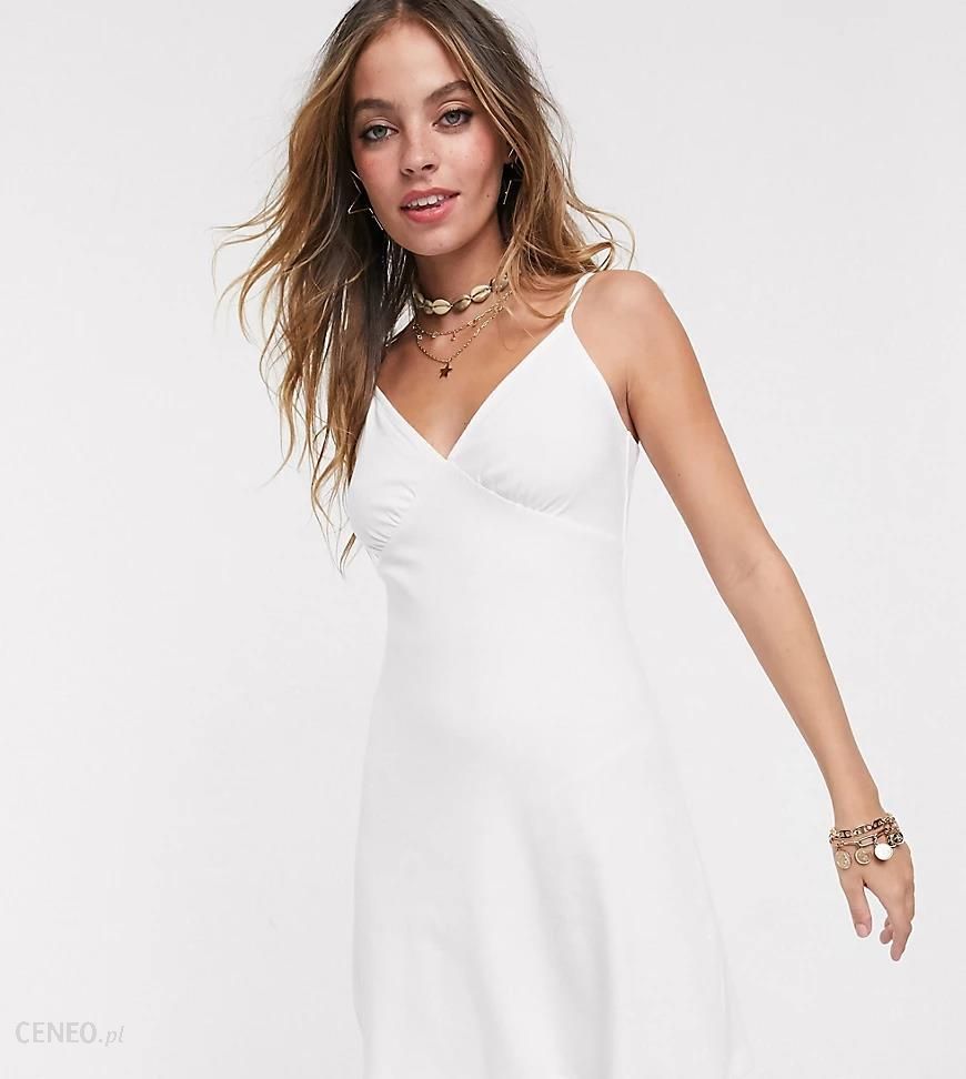ASOS DESIGN Petite – Biała prążkowana sukienka letnia mini na  ramiączkach-Biały - Ceny i opinie 