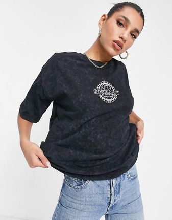 ASOS DESIGN – Grafitowy T-shirt oversize z efektem sprania i logo