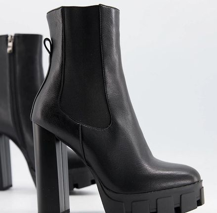 Simmi London Wide Fit – Roxi – Czarne botki na obcasie i grubej