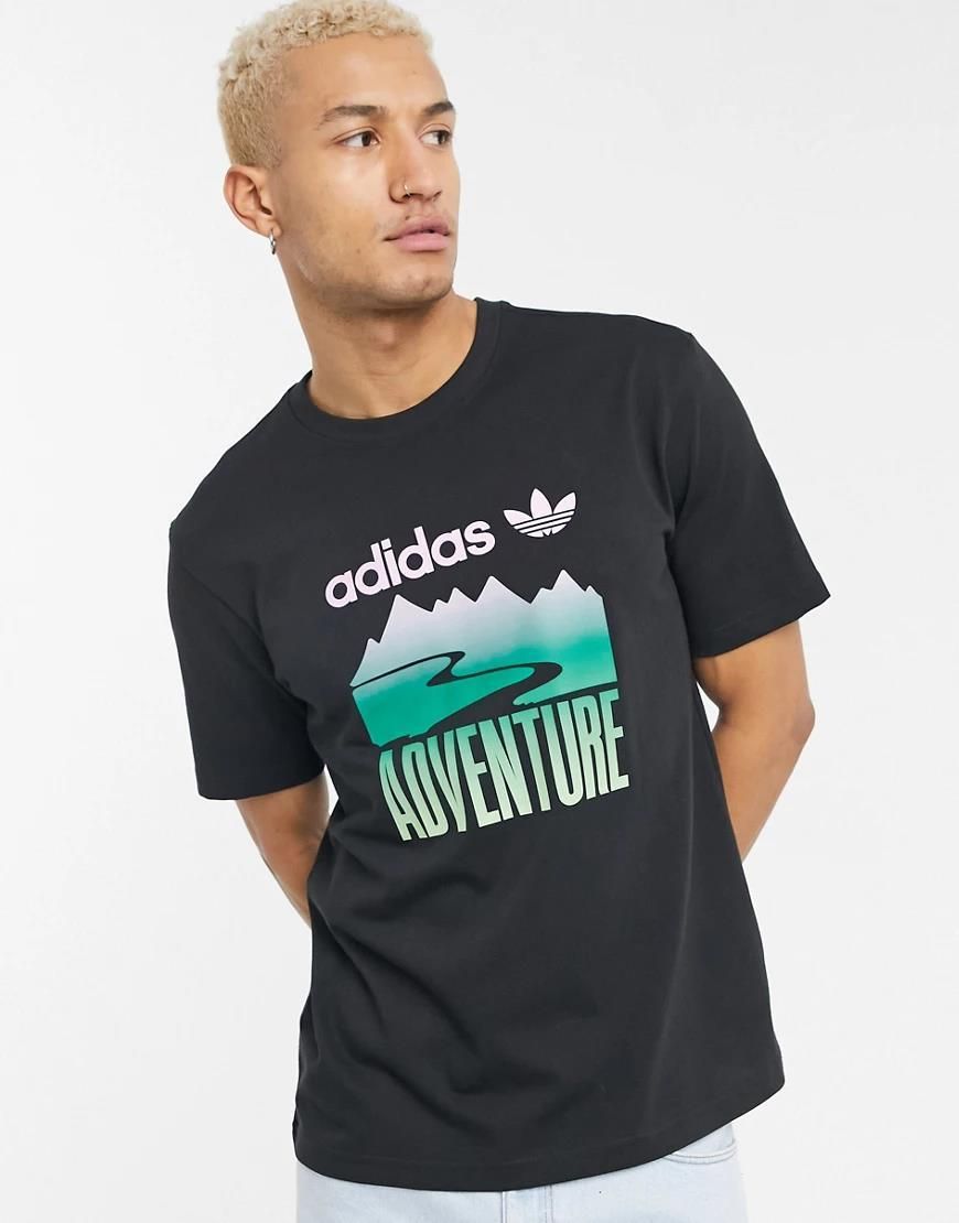 Adidas originals t-shirt z nadrukiem czarny Clearance