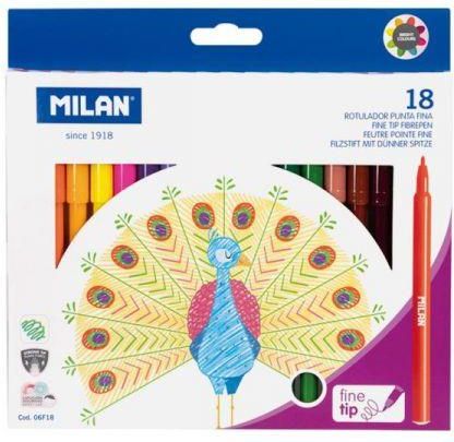 Milan Flamastry Z Cienką Końcowką 18 Kolorów 06F18