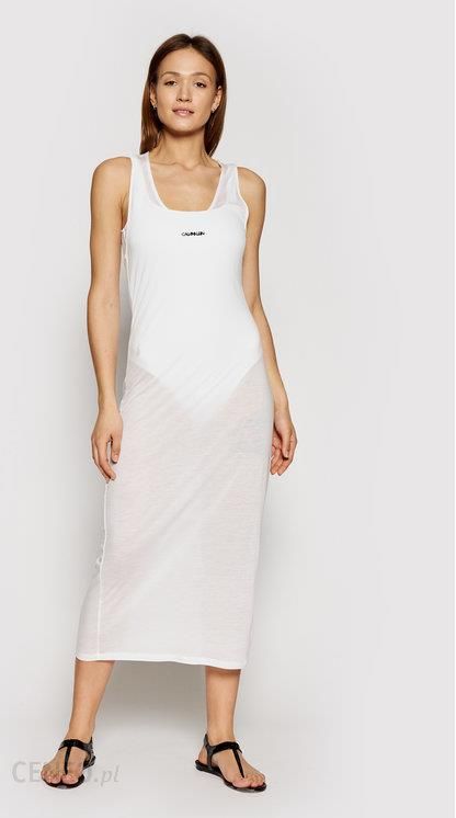Calvin Klein Swimwear Sukienka plażowa KW0KW01355 Biały Regular Fit - Ceny  i opinie 