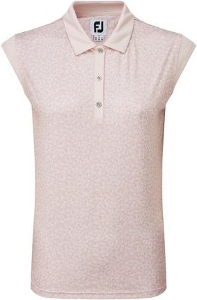 Footjoy Cap Sleeve Print Interlock Womens Polo Shirt Blush Pink M