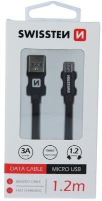 Swissten Kabel USB - Micro USB 1,2m Czarny  (71522201)