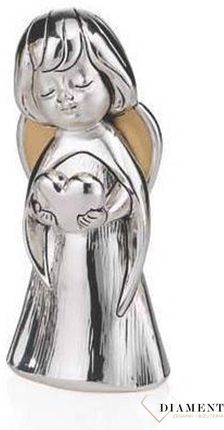 Sovrani Figurka srebrna Aniołek trzymający w rączkach serce.