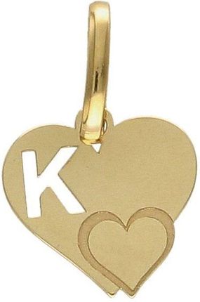 Diament Złota zawieszka 585 serce z literką K