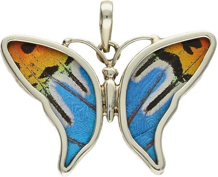 Diament Zawieszka srebrna Naturalne skrzydła motyla w srebrze