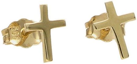 Diament Złote kolczyki 585 wkręty krzyże
