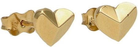 Diament Złote kolczyki 585 trójwymiarowe serca