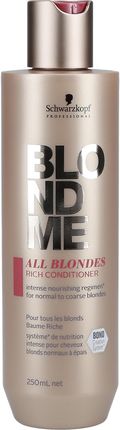Schwarzkopf Blondme Bond All Blondes Rich Conditioner Bogata Odżywka Nawilżająca i Wzmacniająca Wiązania 250 ml