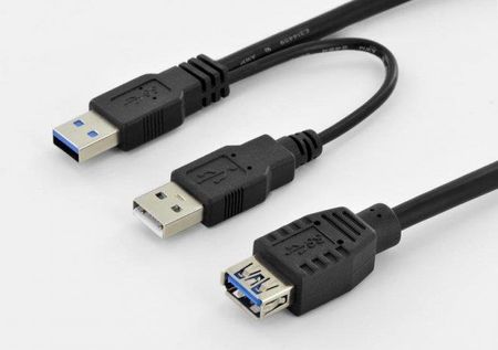 Digitus KABEL ROZDZIELACZ 2X ZASILANIE USB 3.1 GEN.1 SUPERSPEED 2XUSB A/USB A M/Ż CZARNY 0.3M (AK300140003S)