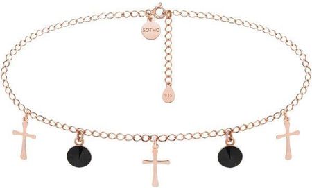 Sotho Choker z krzyżykami z różowego złota i czarnymi kryształami SWAROVSKI® CRYSTAL N2228