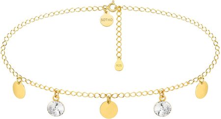 Sotho Złoty choker z okrągłymi blaszkami i bezbarwnymi kryształami SWAROVSKI® CRYSTAL N2293