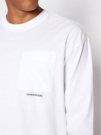 Calvin Klein Jeans Longsleeve J30J317292 Biały Regular Fit - Ceny i opinie T-shirty i koszulki męskie GBUJ