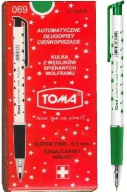 Toma Długopis Automatyczny S-Fine W Gwiazdki Zielony To-069 20szt.
