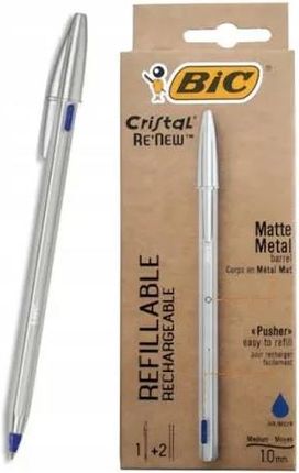 Bic Długopis Cristal Re'New Metal Niebieski 1+2szt.